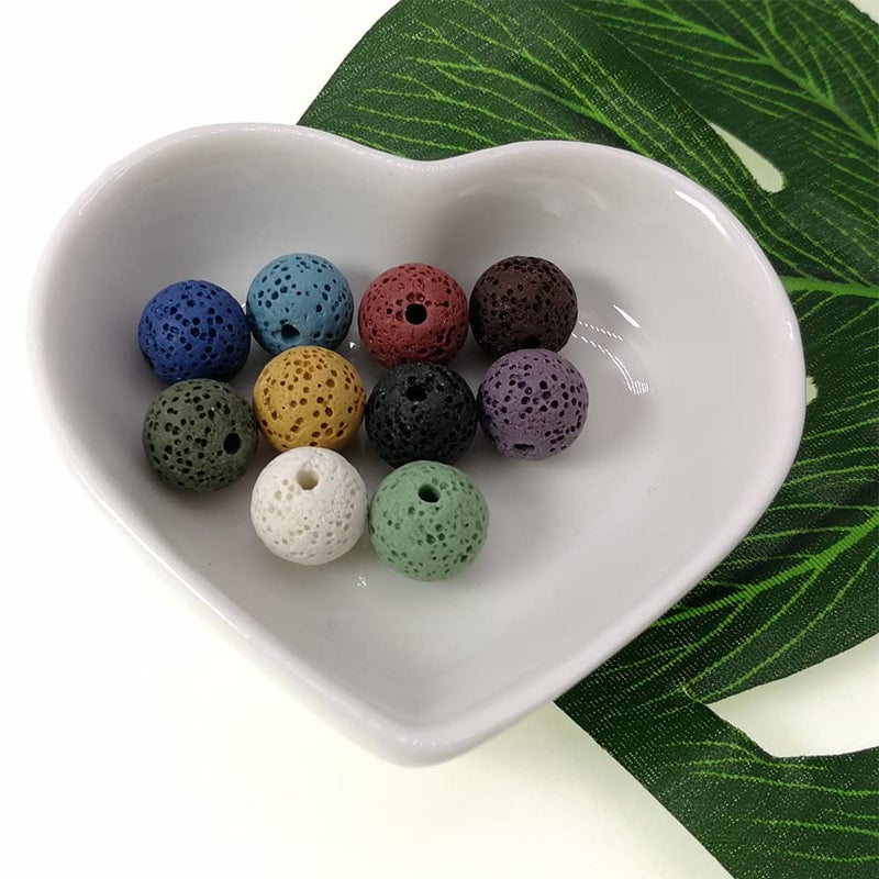 PAMIR TONG 12mm Lava Rock Beads for Jewerly Making Supplies100pcs Natural Gemstone Semi Precious Stones Beads Bulk Essential Oil Diffuser Loose Bead for Bracelet & DIY Crafts & Projects - Image 2